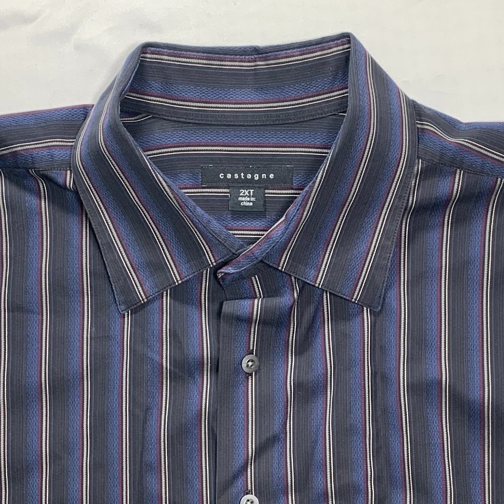 Castagne Mens 2XT Long sleeve Shirt Navy w/ Stripe
